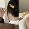 1pcs 5.9inch Rabithenn Kapok Flower Hairpin Pearl Hair Fork Stick Chinese Hair Sticks Wooden Hair Flower Decor with Tassel Wooden Handmade Hair Accessories for Women Girls Long Hair (Kapok) view 2