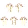 Beaupretty 5 Pieces Chinese Hair Pins Jade White Flower Hair Sticks Retro Accessories for Women Girls Elegant Chignon Styling view 1