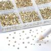 Beadsland 7200pcs Flatback Rhinestones,Gold Rhinestone Nail Gems Round Crystal Rhinestones for Crafts,Mixed 6 Sizes with Wax Pencil Kit, SS3-SS10,Metal Sunlight view 2