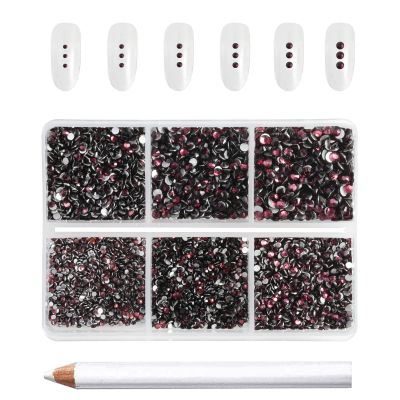 Beadsland 7200pcs Flatback Rhinestones,Burgundy Rhinestone Nail Gems Round Crystal Rhinestones for Crafts,Mixed 6 Sizes with Wax Pencil Kit, SS3-SS10,Amethyst