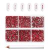Beadsland 7200pcs Flatback Rhinestones,Red Rhinestone Nail Gems Round Crystal Rhinestones for Crafts,Mixed 6 Sizes with Wax Pencil Kit, SS3-SS10,Siam view 1