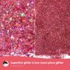 Craft Glitter, 380g Nail Glitter Powder 10 Jars Glitter with Tools,AARDWO Vibrant Multi-Purpose Glitter for Body,Eyeshadow,Cosmetic,Nail Arts,Crafts,Decoration,DIY(Star&Moon Shape, Pink) view 3