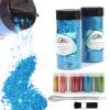 Craft Glitter, 380g Nail Glitter Powder 10 Jars Glitter with Tools,AARDWO Vibrant Multi-Purpose Glitter for Body,Eyeshadow,Cosmetic,Nail Arts,Crafts,Decoration,DIY(Star&Moon Shape, Blue) view 1