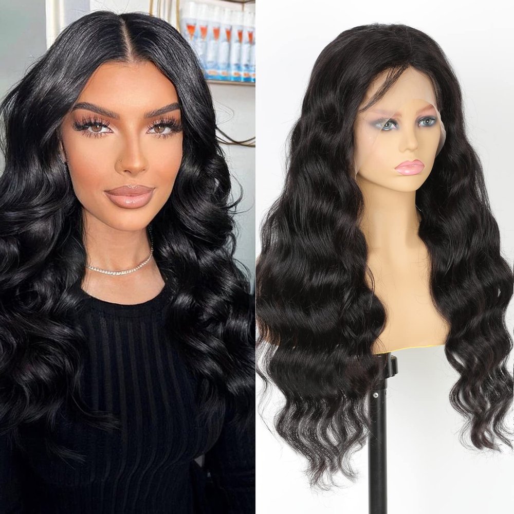 13x4 Body Wave Lace Front Wigs for Black Women 16inch Transparent HD Lace Front Wigs Human Hair Pre Plucked with Baby Hair 180 Density Brazilian Virgin Glueless Human Hair Wigs (Natural Color)