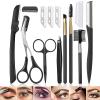 12 in 1 Eyebrow Trimmer Kit Eye Brow Scissors, Eyebrow Razor, Eyebrow Comb, Eyebrow Comb Scissor, Eyebrow Brush,Folding Eyebrow Knife, Scissors Razor, Eyebrow Trimmer, Tweezers. view 1