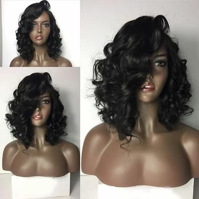 Loose Wave Bob Human Hair Wigs for Black Women 13x6 Side Part Lace Front Wig Short Bob Wavy Brazilian Remy Human Hair Wig HD Transparent Lace Front Glueless Wigs 150% Density 8inch