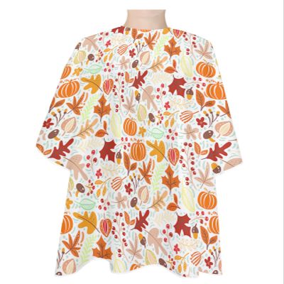 Autumn Barber Cape - Salon Hair Cutting Cape for Women,Men,Kids,Adults,Haircut Cape with Adjustable Elastic Neckline Stylist Cape Gown Accessories Fall Pumpkins Maple Leaves Cartoon Art Decor
