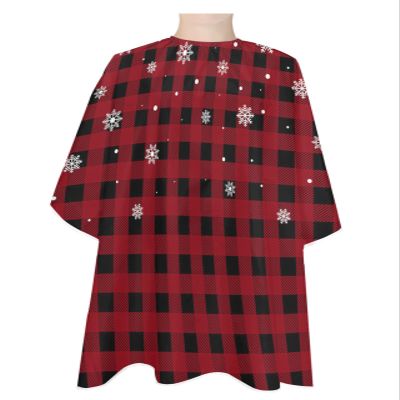 Christmas Snowflake Barber Cape - Salon Hair Cutting Cape for Women,Men,Kids,Adults,Haircut Cape with Adjustable Elastic Neckline Stylist Cape Gown Accessories Red Black Rustic Buffalo Plaid Winter