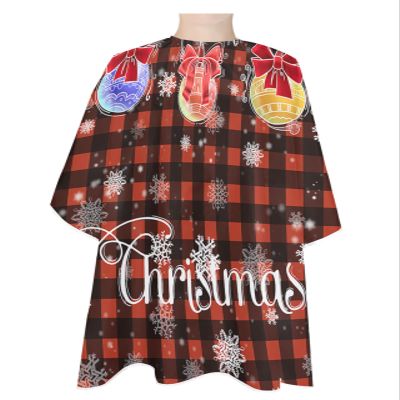 Christmas Ball Barber Cape - Salon Hair Cutting Cape for Women,Men,Kids,Adults,Haircut Cape with Adjustable Elastic Neckline Stylist Cape Gown Accessories Red Xmas Plaid Winter Snowflake Pine Berry