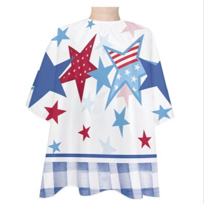 American Flag Barber Cape - Salon Hair Cutting Cape for Women,Men,Kids,Adults,Haircut Cape with Adjustable Elastic Neckline Stylist Cape Gown Accessories Memorial Patriotic Freedom Stars Blue