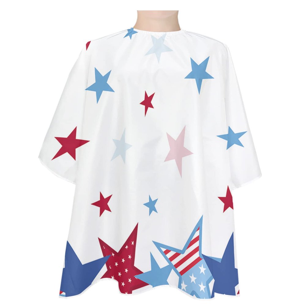 Memorial Patriotic Day Barber Cape - Salon Hair Cutting Cape for Women,Men,Kids,Adults,Haircut Cape with Adjustable Elastic Neckline Stylist Cape Gown Accessories Freedom Stars Stripes American Flag