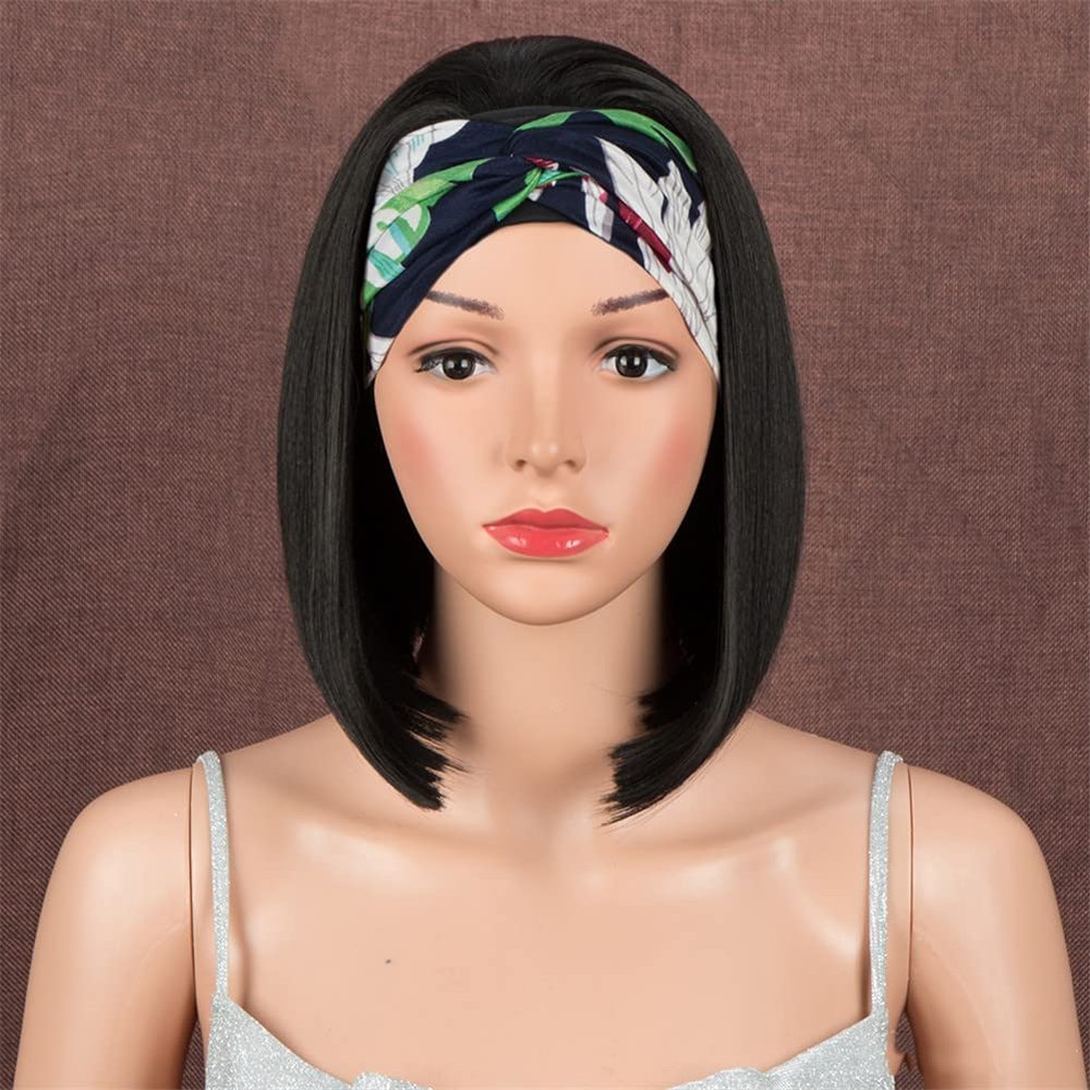 10 Inch Headband Bob Wig Synthetic Ombre Blonde Straight Hair Wigs Party Cosplay Wig For Women
