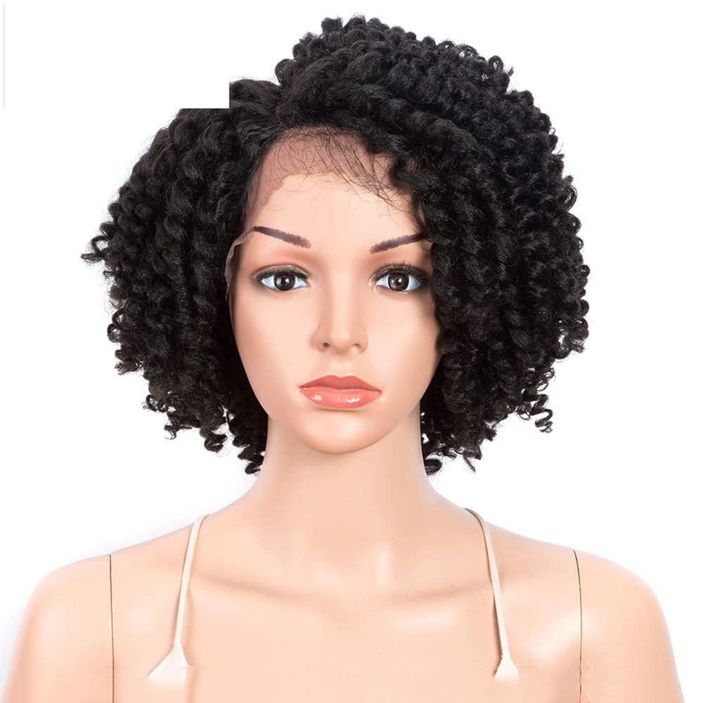 12 Inch Cosplay Bob Wig Kinky Curly Lace Wigs For Women Heat Resistant Fiber Synthetic Wig Baby Hair