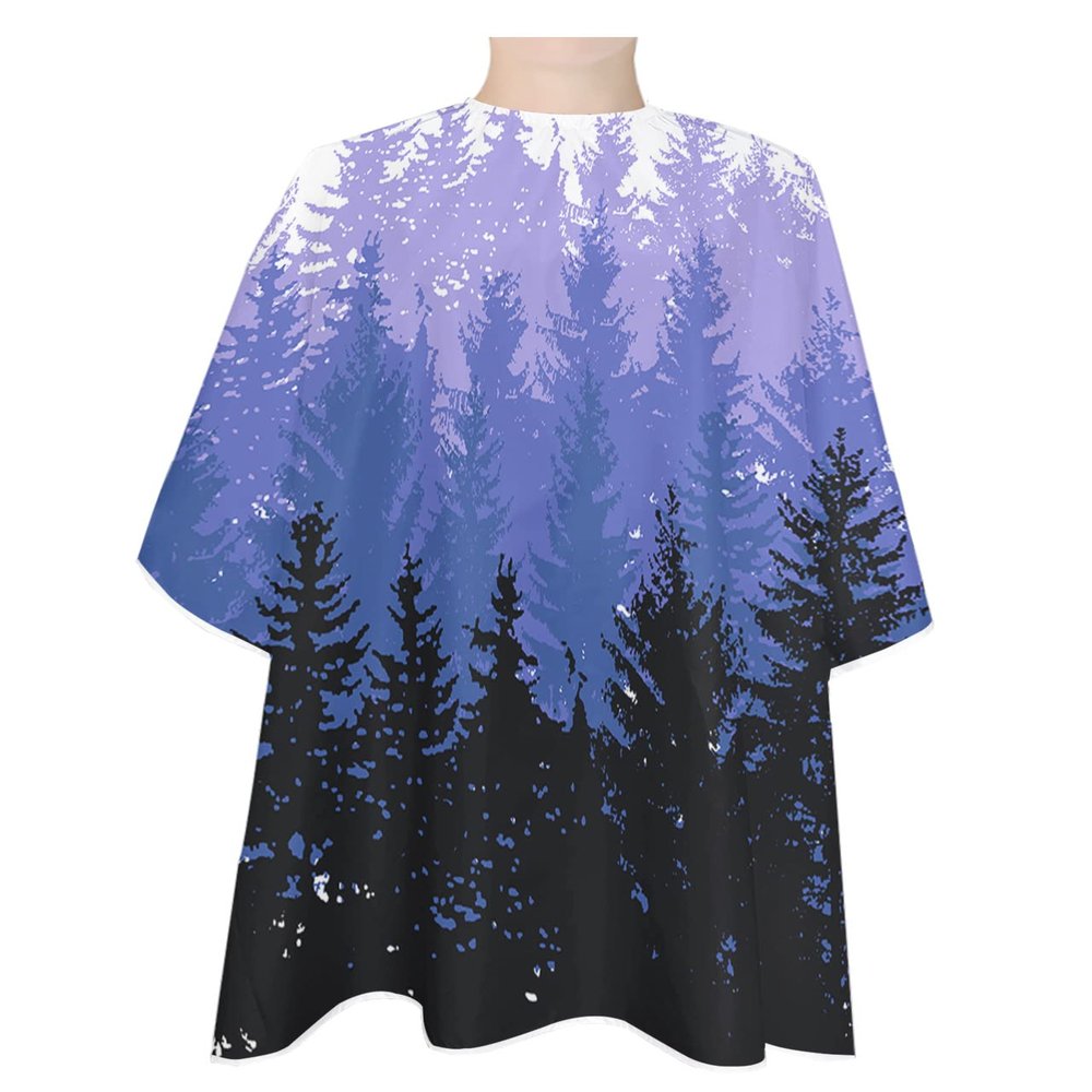 Purple Black Forest Barber Cape - Salon Hair Cutting Cape for Women,Men,Kids,Adults,Haircut Cape with Adjustable Elastic Neckline Stylist Cape Gown Accessories Fall Trees Wood-Land Fog Mountain