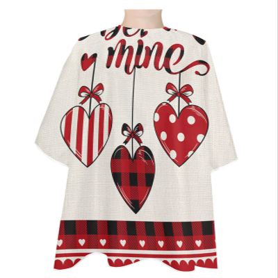 Valentine's Love Barber Cape - Salon Hair Cutting Cape for Women,Men,Kids,Adults,Haircut Cape with Adjustable Elastic Neckline Stylist Cape Gown Accessories Be-Mine Romantic Retro Love Heart Plaid