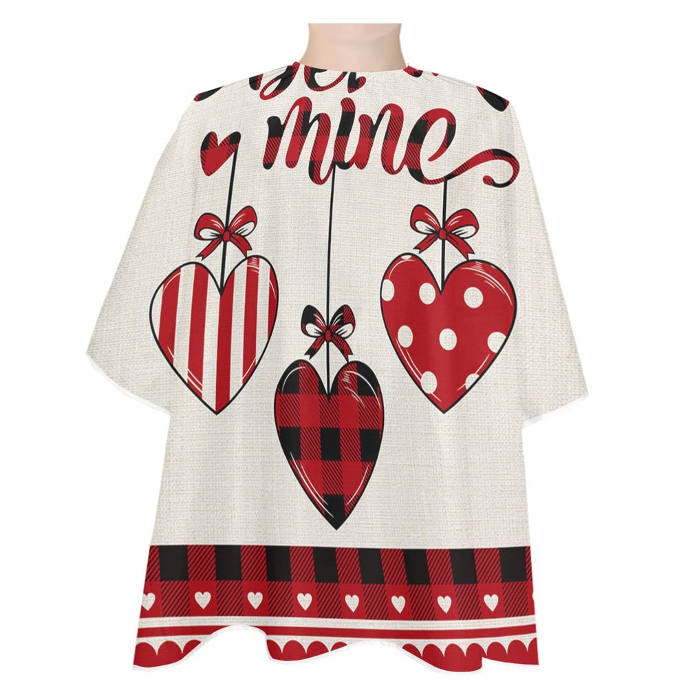 Valentine's Love Barber Cape - Salon Hair Cutting Cape for Women,Men,Kids,Adults,Haircut Cape with Adjustable Elastic Neckline Stylist Cape Gown Accessories Be-Mine Romantic Retro Love Heart Plaid