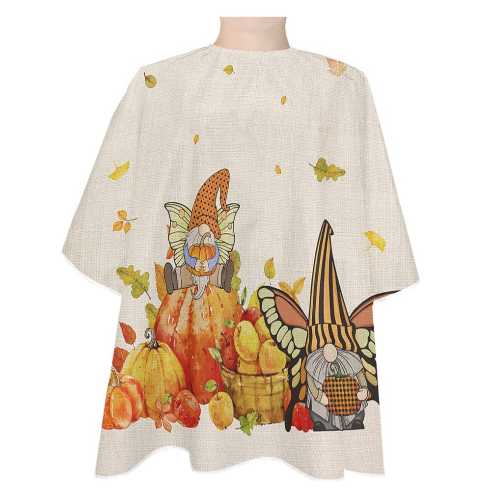 Harvest Pumpkins Barber Cape - Salon Hair Cutting Cape for Women,Men,Kids,Adults,Haircut Cape with Adjustable Elastic Neckline Cape Gown Accessories Give Thanks Elf Gnomes Fall Autumn Maple Burlap