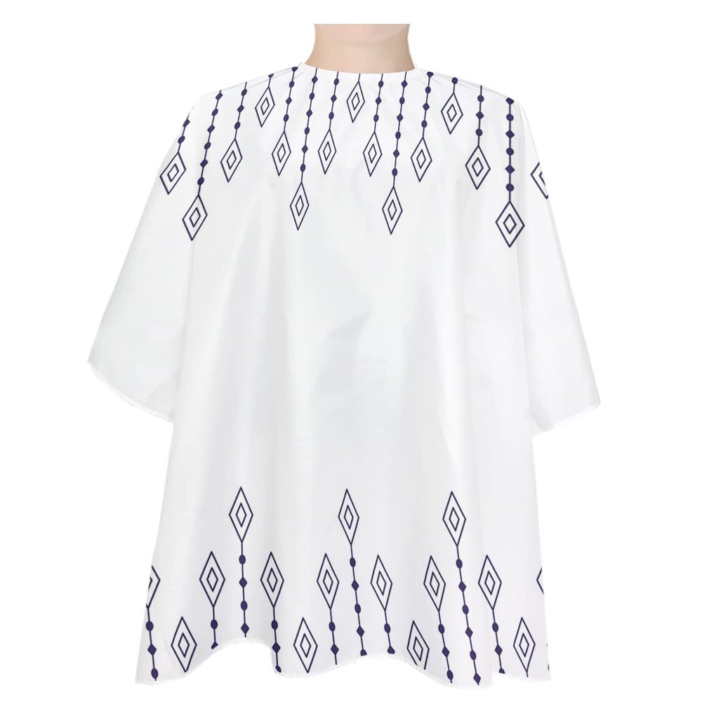 Bohemia Geometric Barber Cape - Salon Hair Cutting Cape for Women,Men,Kids,Adults,Haircut Cape with Adjustable Elastic Neckline Stylist Cape Gown Accessories Geometric Stripes Rhombus White