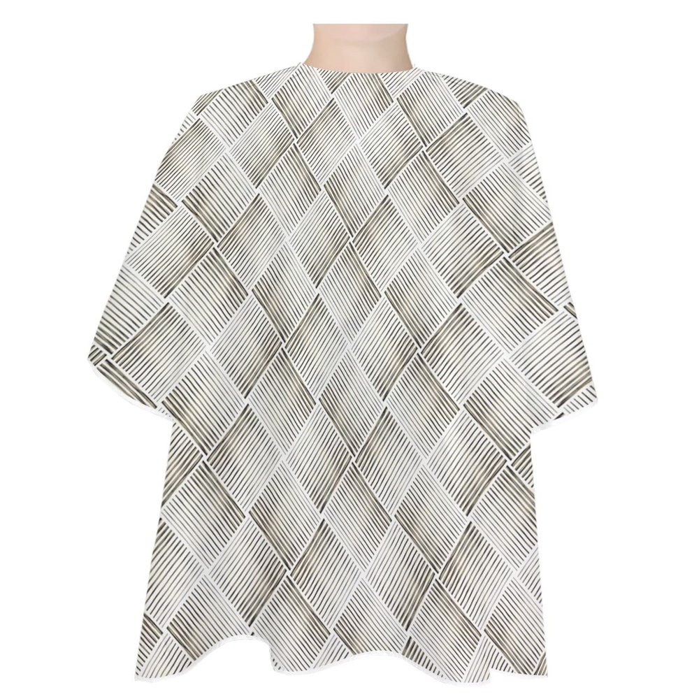 Abstract Stripes Barber Cape - Salon Hair Cutting Cape for Women,Men,Kids,Adults,Haircut Cape with Adjustable Elastic Neckline Stylist Cape Gown Accessories Retro Minimalist Geometric Lattice Stripes