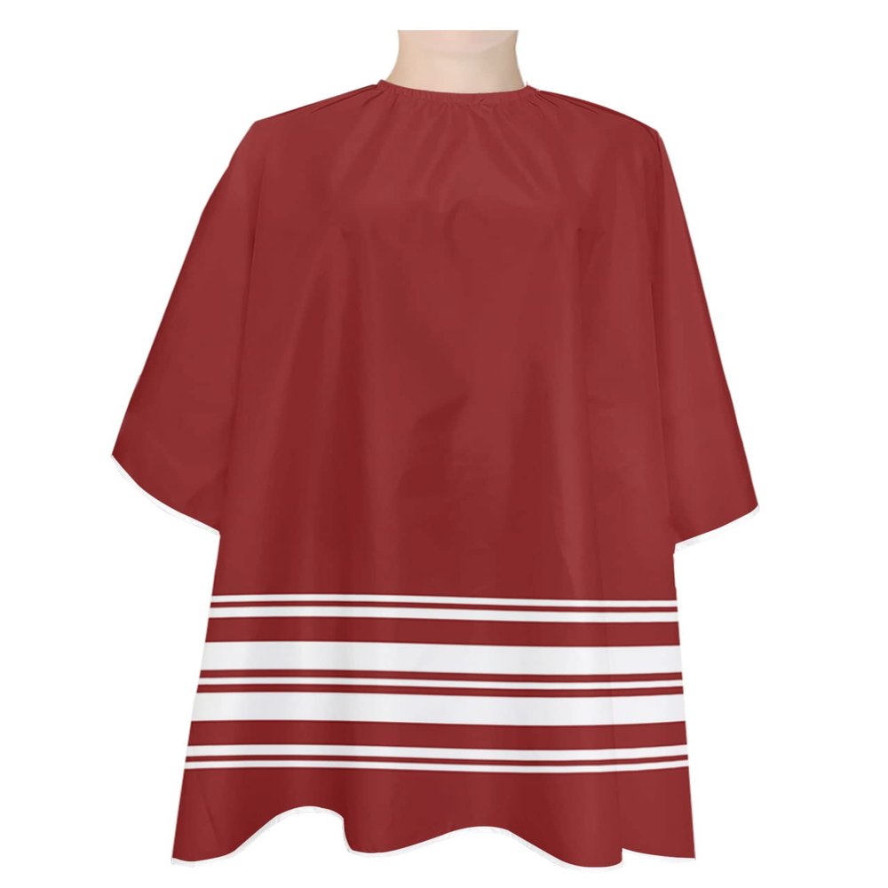 Abstract Farmhouse Stripes Barber Cape - Salon Hair Cutting Cape for Women,Men,Kids,Adults,Haircut Cape with Adjustable Elastic Neckline Stylist Cape Gown Accessories Geometric Burgundy Red White