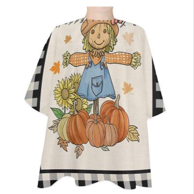Autumn Pumpkin Scarecrow Barber Cape - Salon Hair Cutting Cape for Women,Men,Kids,Adults,Haircut Cape with Adjustable Elastic Neckline Stylist Cape Gown Accessories Fall Thanksgiving Sunflower Plaid