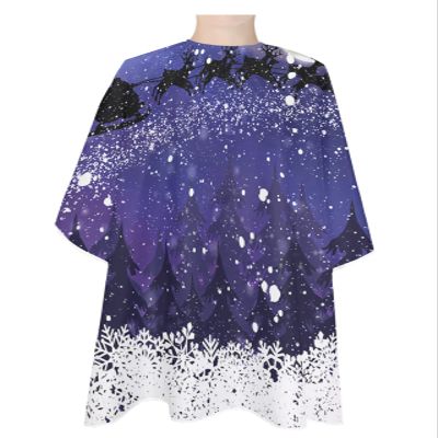 Christmas Barber Cape - Salon Hair Cutting Cape for Women,Men,Kids,Adults,Haircut Cape with Adjustable Elastic Neckline Stylist Cape Gown Accessories Snowflakes Santa Reindeer Purple Watercolor