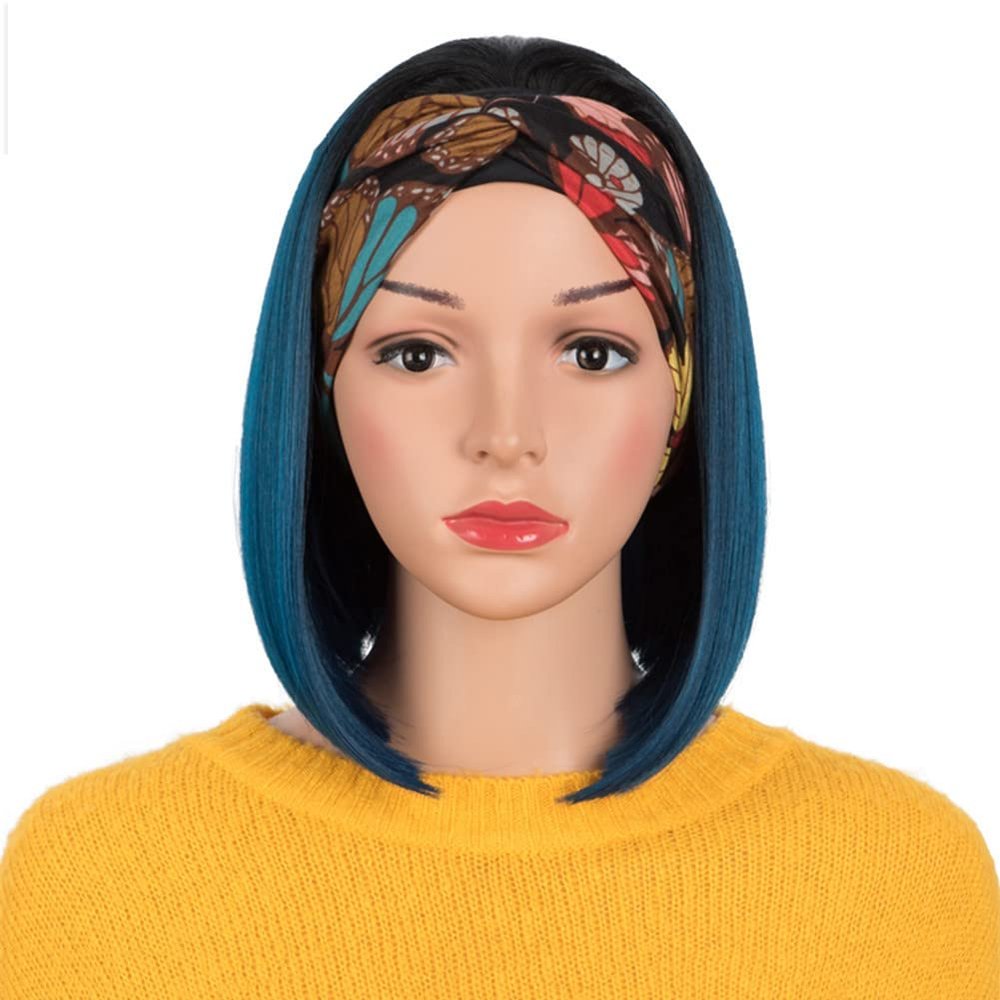 10 Inch Headband Bob Wig Synthetic Ombre Blonde Straight Hair Wigs Party Cosplay Wig For Women