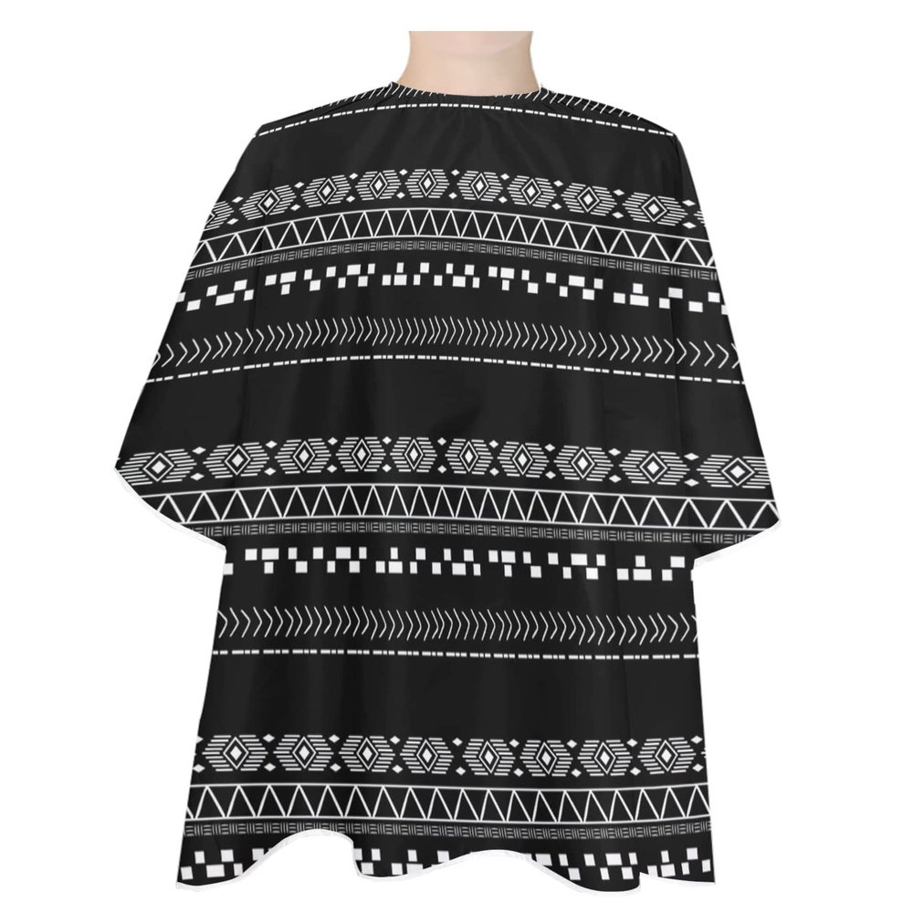 Black Boho Barber Cape - Salon Hair Cutting Cape for Women,Men,Kids,Adults,Haircut Cape with Adjustable Elastic Neckline Hairdressing Stylist Cape Gown Accessories Casual Modern Minimalist Geometric