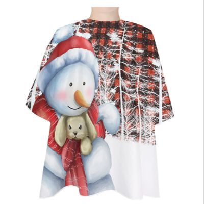 Christmas Snowman Barber Cape - Salon Hair Cutting Cape for Women,Men,Kids,Adults,Haircut Cape with Adjustable Elastic Neckline Hairdressing Stylist Cape Gown Accessories Winter Snow Red Plaid Runny