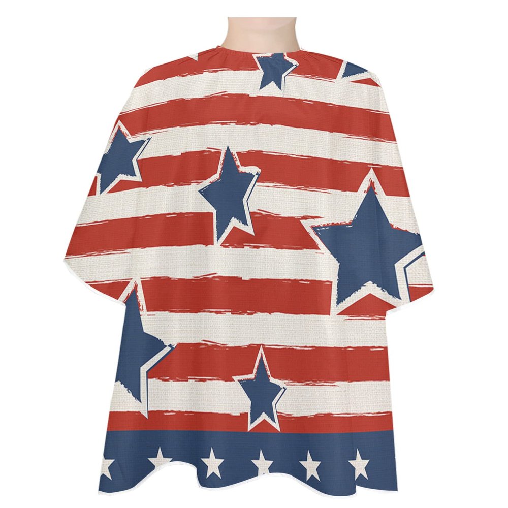American Flag Barber Cape - Salon Hair Cutting Cape for Women,Men,Kids,Adults,Haircut Cape with Adjustable Elastic Neckline Stylist Cape Gown Accessories Freedom Stripes Stars Patriotic Memorial Day