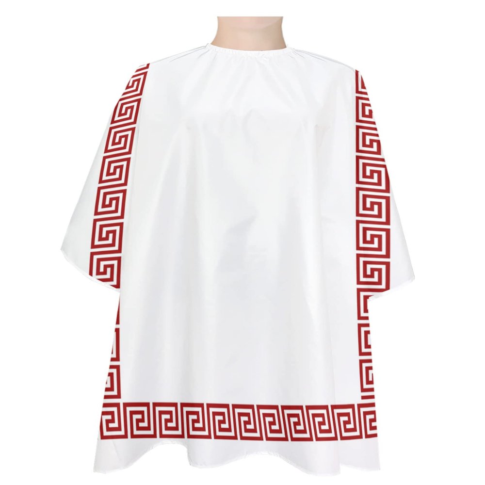 Red White Barber Cape - Salon Hair Cutting Cape for Women,Men,Kids,Adults,Haircut Cape with Adjustable Elastic Neckline Stylist Cape Gown Accessories Simple Traditional Greece European Greek Art