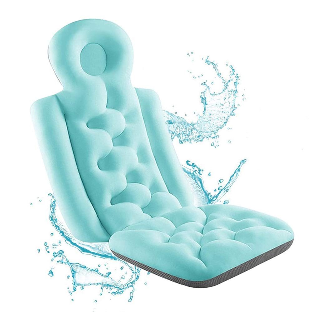 Bath Pillow Full Body Bath Pillow Breathable Head Rest Pillow Ergonomic & Quick Drying for Home Salon Spa Bathroom for Head Neck Shoulder Back Support,Blue