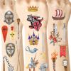 Medieval Knight Castle Temporary Tattoos,20 Sheets 220 Pieces Medieval Themed Tattoos Stickers Party Decoration Supplies Party favors for Kids Adults,Birthday Party Favors, Goodie Bag Fillers view 1