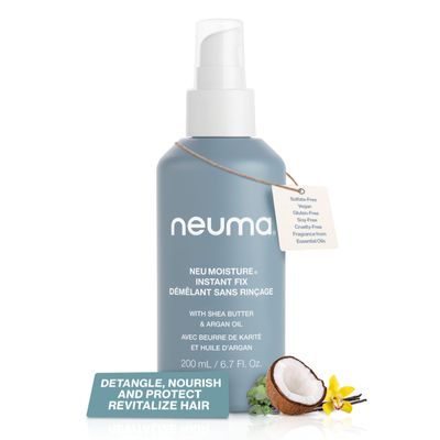 Neuma Neu Moisture Instant Fix Leave In Hair Treatment Spray 6.7Fl. Oz. Detangles, Nourishes, Protects, Kalette, Coconut, and Vanilla Scent