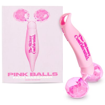 The Skinny Confidential Face Roller - Pink Balls Eye & Facial Roller Massager - Face Massage Tools Skincare for Wrinkles & Fine Lines, Sculpt, Contour, Tighten & De-Puff Skin