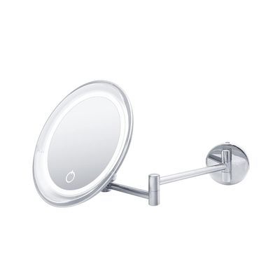 WS Bath Collections Beauty 300T Beauty 18" W x 3-1/8" H Modern Circular Framed Bathroom Wall Mirror with LED Lighting - Polished Chrome