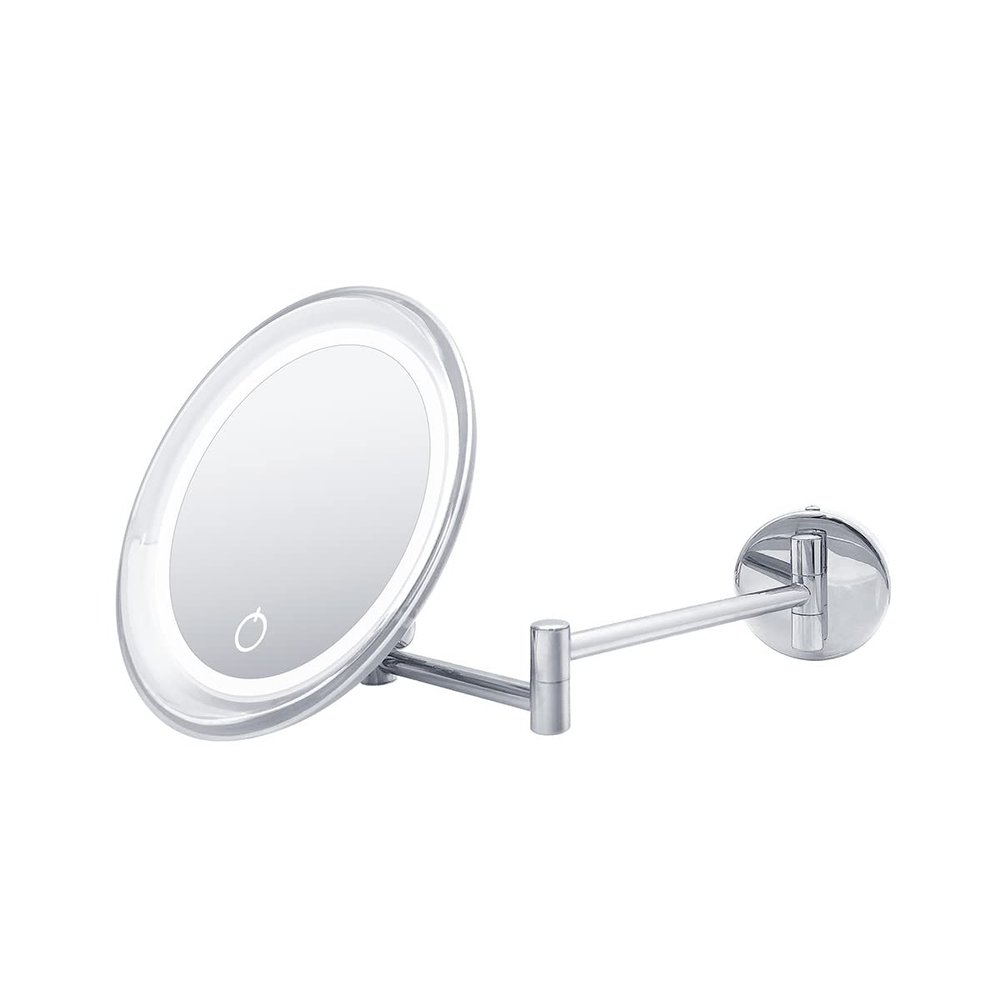 WS Bath Collections Beauty 300T Beauty 18" W x 3-1/8" H Modern Circular Framed Bathroom Wall Mirror with LED Lighting - Polished Chrome