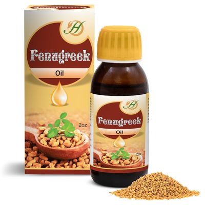 HERBOGANIC Fenugreek Oil - 100% Pure and Natural Oil for Hair and Skin, Cold Pressed and Solvent-Free (2 oz)