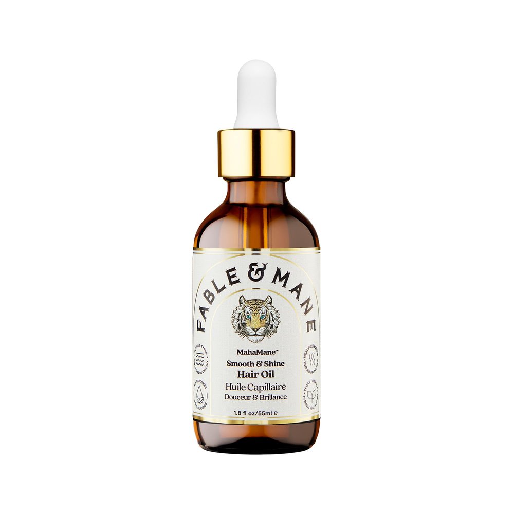 Fable and Mane MahaMane Smooth & Shine Hair Serum - Protective Oil Treatment for Dry, Damaged Hair. 1.8FL oz