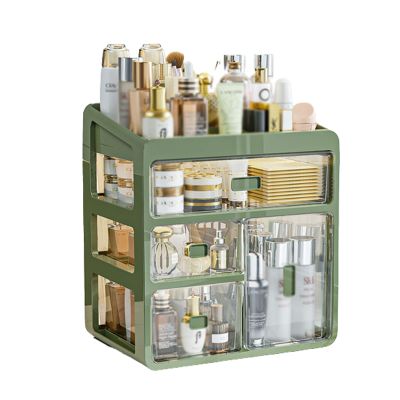 UTILES Makeup Organizer, 4 Layer Cosmetic Storage Box with Transparent Drawers for Bedroom Bathroom Countertop Beauty Display