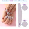 Nail Files 80/80 Grit (100 Pack), Emery Boards for Acrylic Nails and Gel Nails, Coarse Nail File 80 Grits Double Sided Emory Board Professional Nail Filers Reusable Washable Manicure Curved Gray Bulk view 2