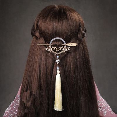 Chinese Style Long Tassel Hair Stick Retro Hanfu Butterfly Metal Glaze Hair Fork Hair Chopsticks Antique Pearl Tassel Headdress
