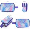 Vipdeal Kids Toiletry Bag for Girls, Travel Toiletry Bag for Little Young Girls Cosmetic Bag Makeup Bag Waterproof Hanging Wash Bag Toddler Toiletries, Mermaid Scales view 2