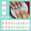 Magrace Medium Press on Nails Square French Tip Fake nails with Designs 24 Pcs Square False Stick on Nails for Women (A-1) view 2