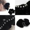 6 PCS Black Velvet Sparkly Diamante Hair Scrunchie,Diamante Hair Scrunchie for Women Girls view 3