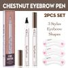 2 Pcs/Set Eyebrow Ink Pencil by Brow Stylist -Micro 4 Point Brow Pen Lift & Snatch Eyebrow Pen Kits with 3 Eyebrow Stencil Long-Lasting Waterproof Natural Eyebrow Hair (01# chestnut colour) view 2