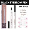 2 Pcs/Set 3D Eyebrow Pencil - Eye Makeup Micro 4 Point Brow Pen Lift & Snatch Eyebrow Pen Kits with 3 Eyebrow Stencil Long-Lasting Waterproof Natural Eyebrow Hair (4# black) view 2