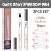 2 Pcs/Set Eyebrow Ink Pencil by Brow Stylist -Micro 4 Point Brow Pen Lift & Snatch Eyebrow Pen Kits with 3 Eyebrow Stencil Long-Lasting Waterproof Natural Eyebrow Hair (3# dark grey) view 2