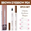 2 Pcs/Set Eyebrow Ink Pencil by Brow Stylist -Micro 4 Point Brow Pen Lift & Snatch Eyebrow Pen Kits with 3 Eyebrow Stencil Long-Lasting Waterproof Natural Eyebrow Hair (2# brown) view 2