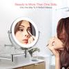 ROWITA 10X Magnification LED Lighted Wall Mount Makeup Mirror, Two-Sided Swivel Extendable Bedroom Or Bathroom Shaving Vanity Mirror 8.5-Inch, Touch Button Adjustable Light, Chromium view 2